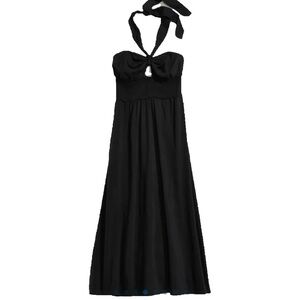 Old Navy Elegant Black Smocked Halter Dress, large